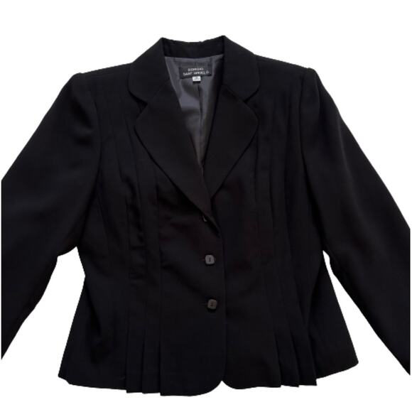 Giorgio Sant’Angelo Blazer Jacket Black Button Front Pleated Classic Size 12 - Picture 9 of 12